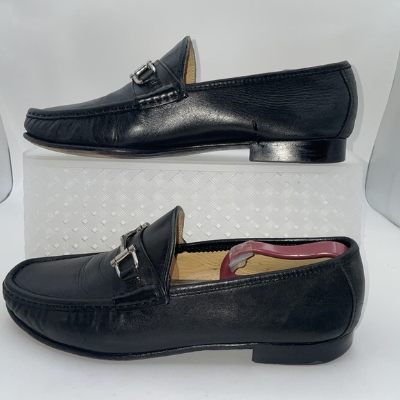 Mercanti Fiorenti Italy)‎ black leather Horse-Bit Dress Loafers sz 10.5 D - Picture 6 of 12
